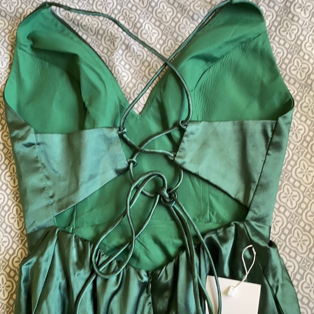 Hunter Green Prom Dress- Beautiful Satin Gown